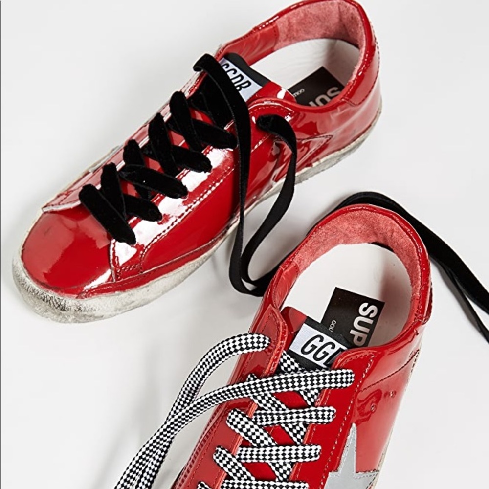 Patent leather Golden Goose sneakers.